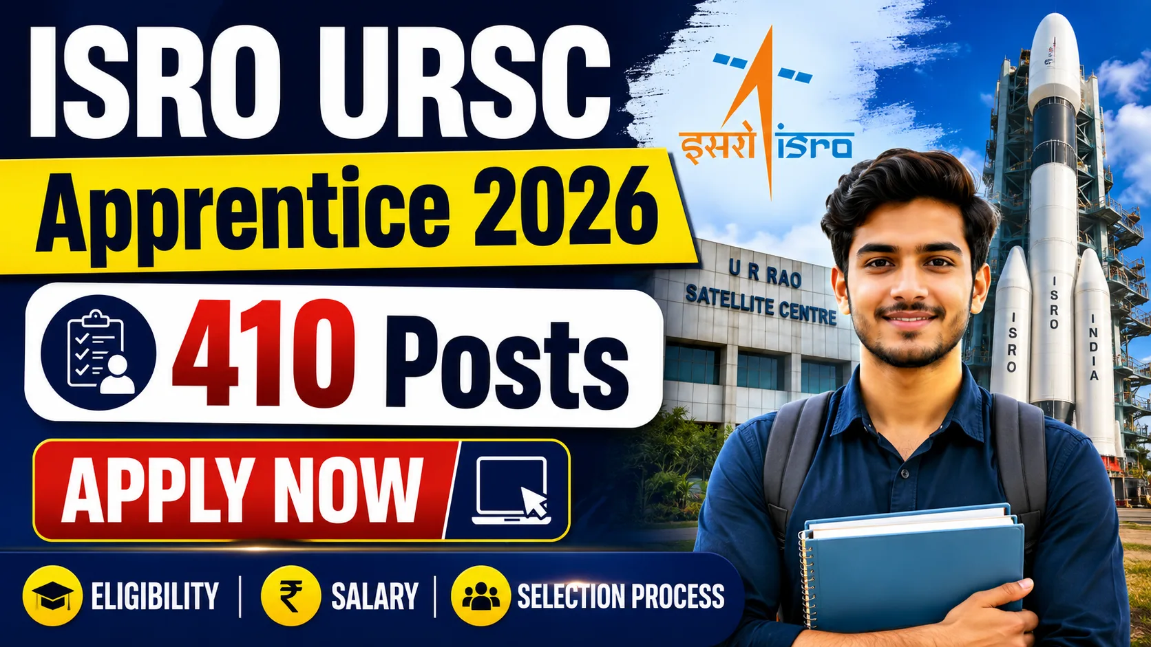 ISRO URSC Apprentice Recruitment 2026: Apply Online for for 410 Posts Dates, Eligibility, Salary, Selection Process- Full Details