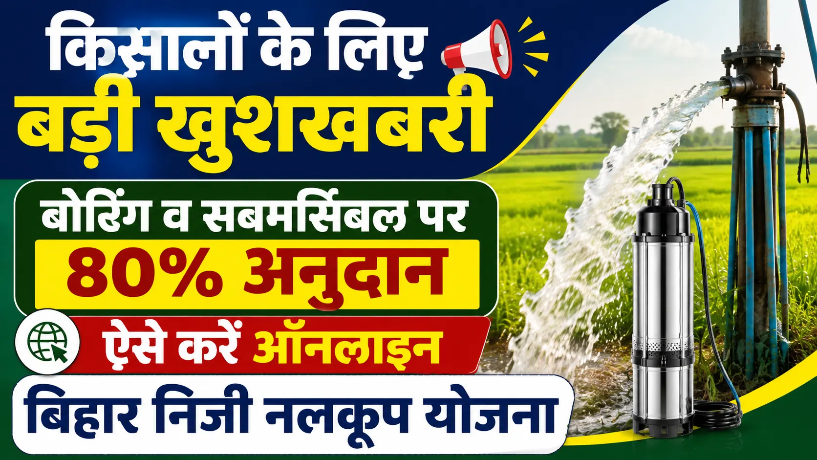 Bihar Niji Nalkup Yojana 2026 Online Apply: किसानों के लिए बड़ी खुशखबरी & बोरिंग व सबमर्सिबल पर 80% अनुदान - Full Details