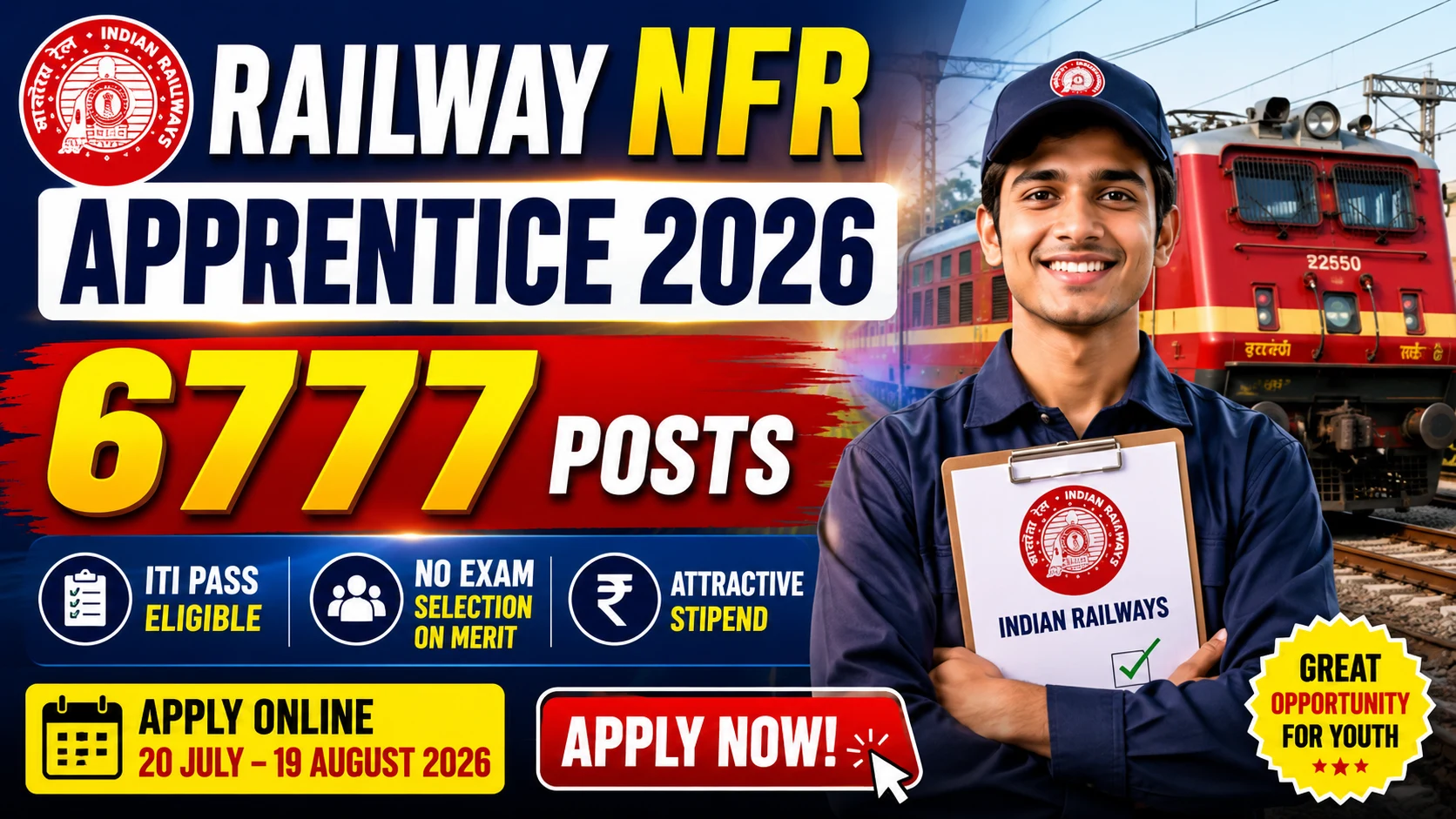 Railway NFR Apprentice 2026 Online Form For 6,777 Posts - Notification, Eligibility, Selection Process & Full Details
