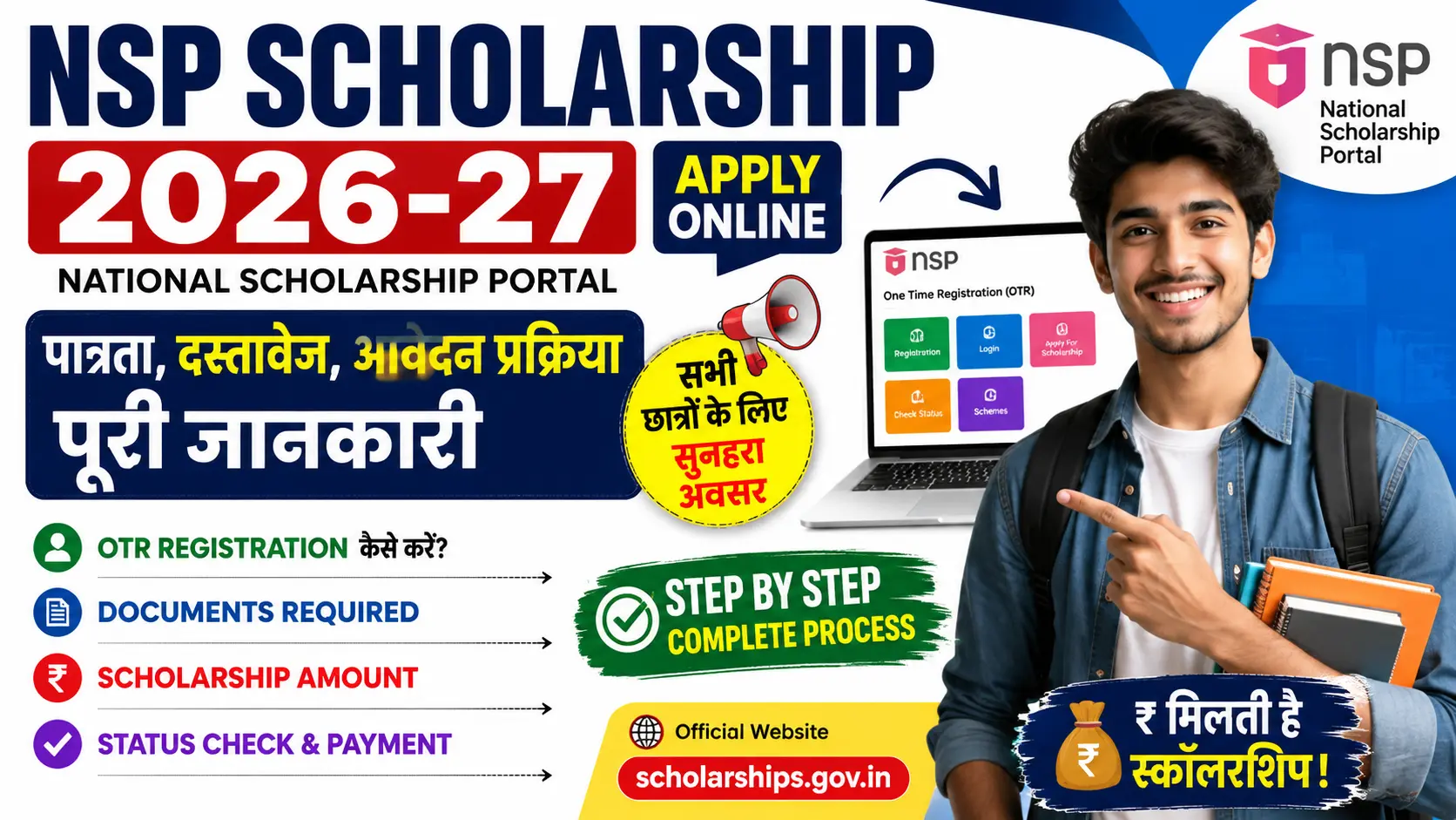 NSP Scholarship 2026-27 Apply Online – Eligibility, Documents, Last Date, Amount & Complete Guide