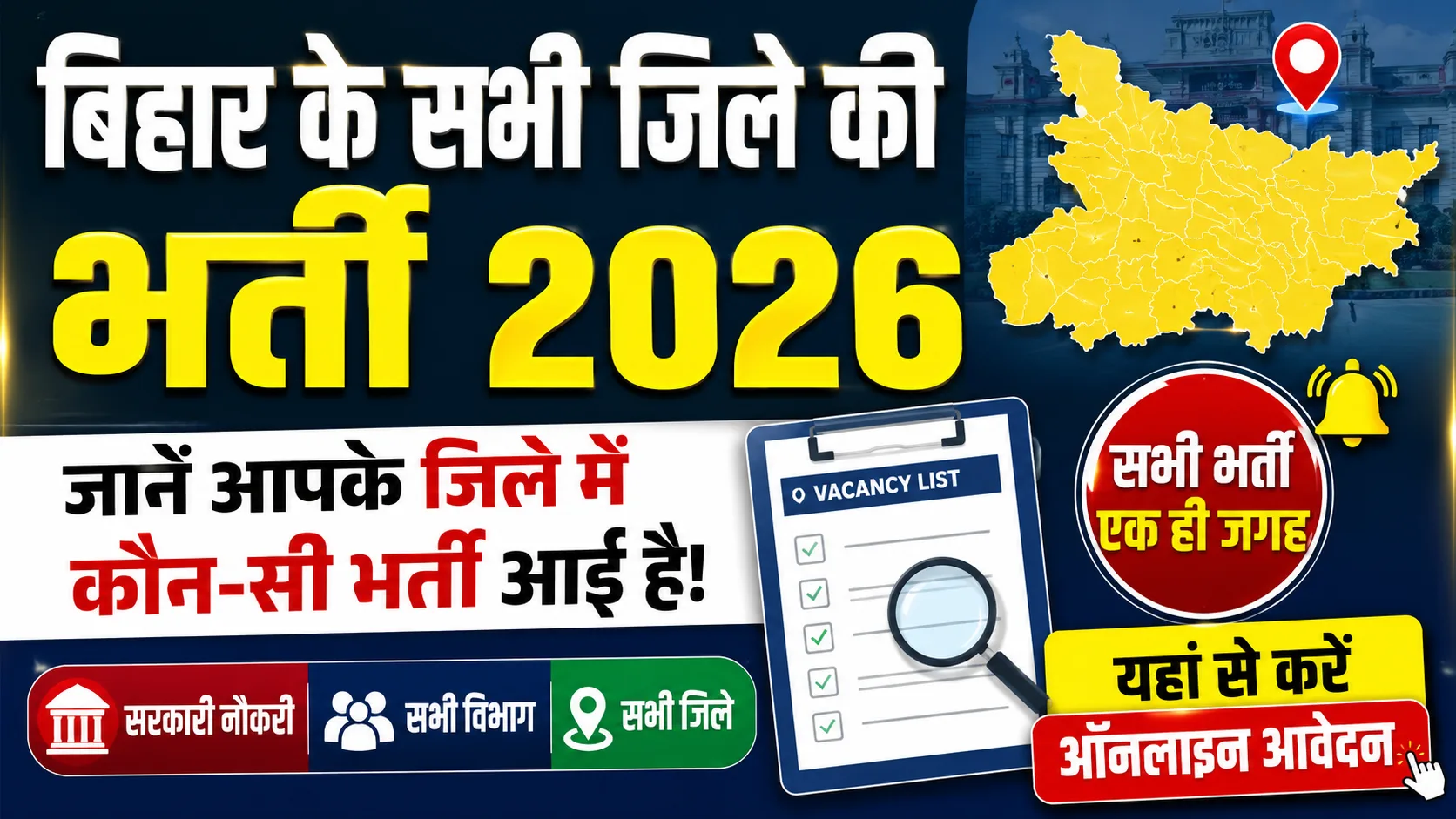 Bihar All District Vacancy 2026: जानें आपके जिले में आज कौन-सी भर्ती आई है! आपके जिले की ताजा वैकेंसी अपडेट - District Wise