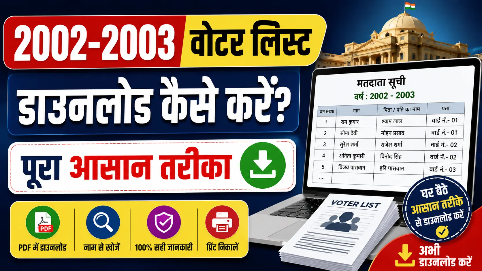 2003 & 2002 Old Voter list downoad Bihar Kaise Kare: पुरानी वोटर लिस्ट - Full Process