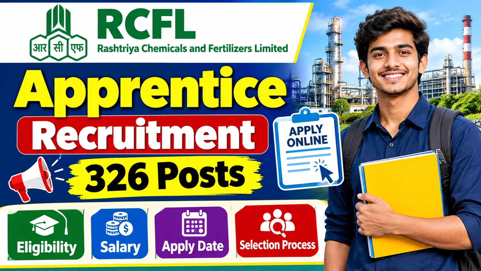 RCFL Apprentice Recruitment 2026: Apply Online for 326 Posts - Eligibility, Salary, Apply Date, Selection Process & Full Details