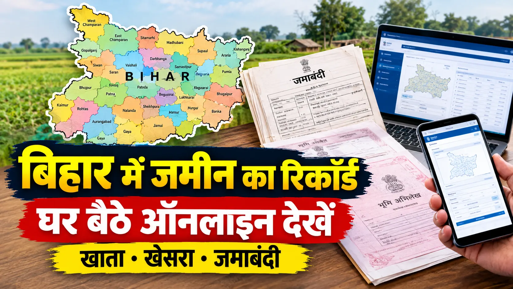Bihar Land Record / Jamabandi Online Check 2026 – बिहार जमीन का रिकॉर्ड ऑनलाइन कैसे देखें?