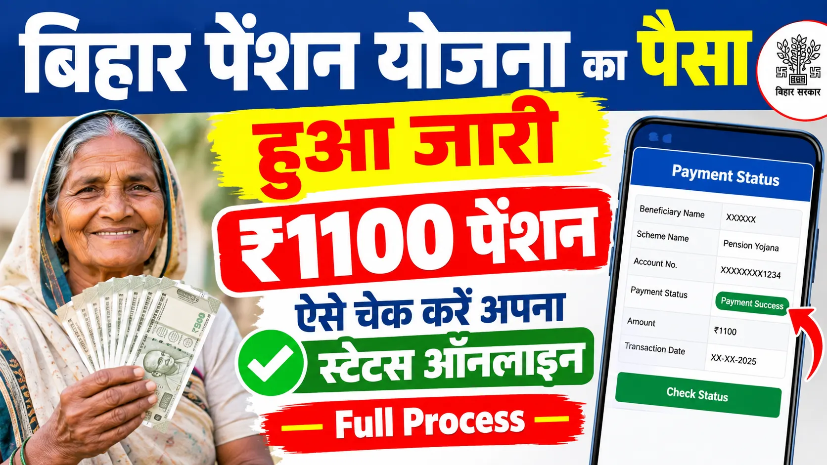Bihar Pension Payment Status Check 2026: ₹1100 पेंशन, ऐसे चेक करें अपना स्टेटस ऑनलाइन – Full Process