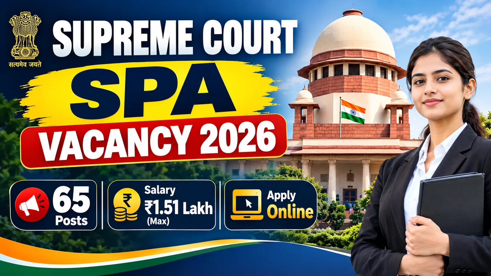 Supreme Court SPA Vacancy 2026: Online Apply Start for 65 Posts, Eligibility, Salary & Full Details