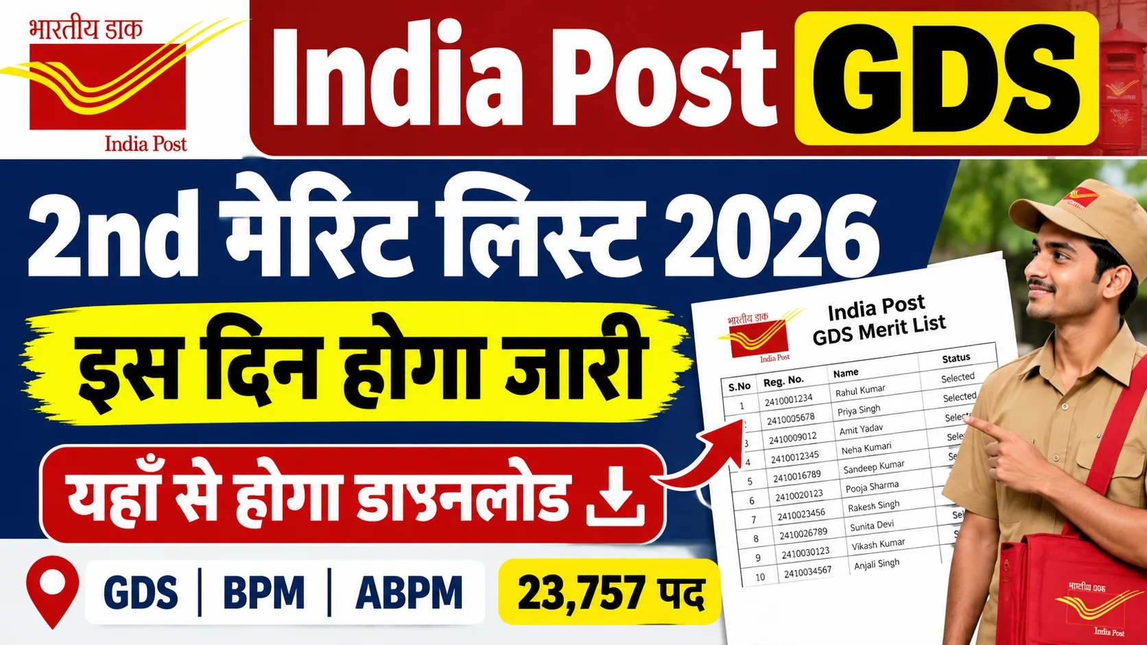 India Post GDS 2nd Merit List 2026 Kab Aayega | पोस्ट ऑफिस GDS 2nd मेरिट लिस्ट कब जारी होगा