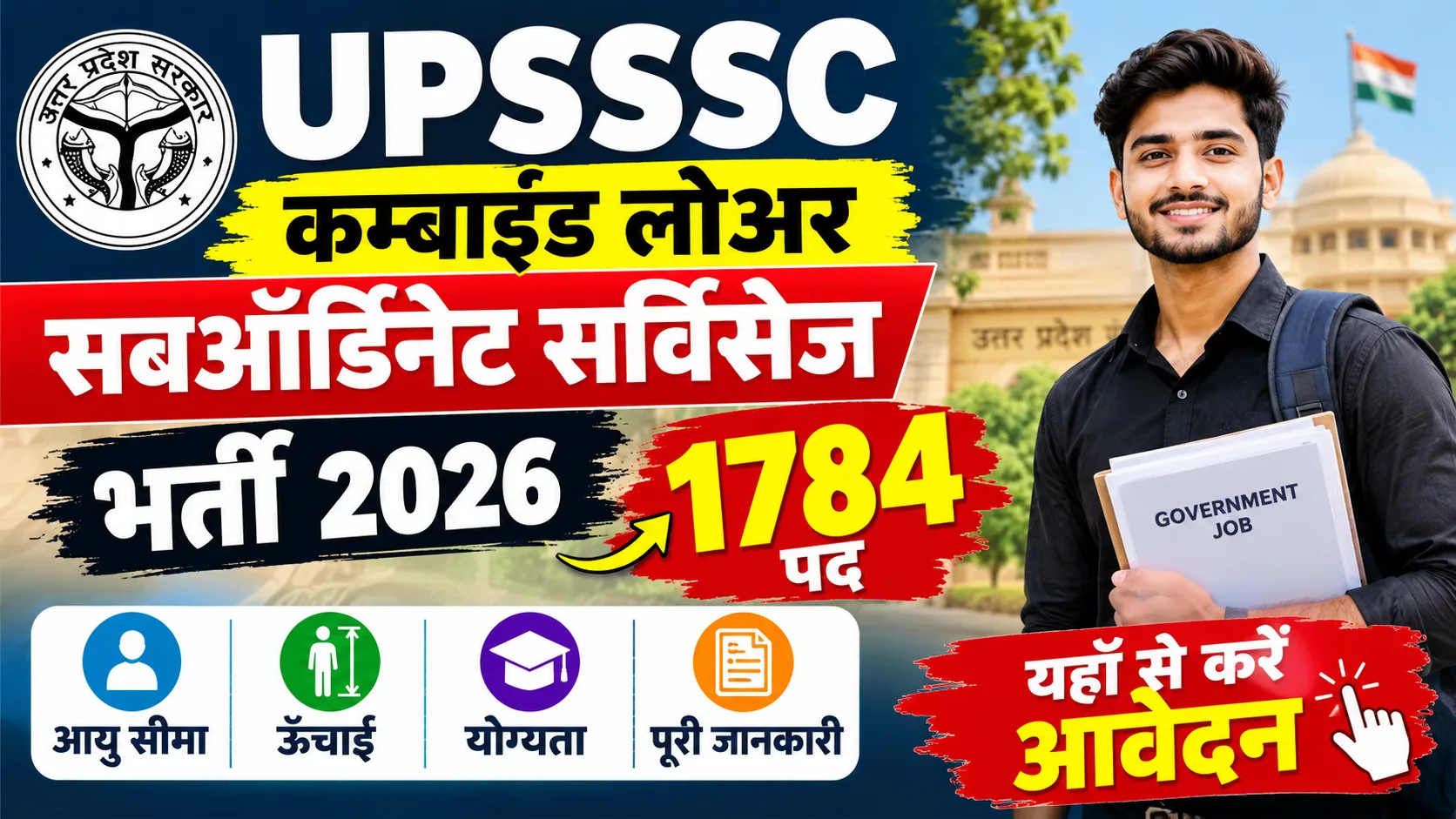 UPSSSC Combined Lower Subordinate Services Vacancy 2026: Apply Online for 1784 Posts, Age, Height, Eligiility & Full Details